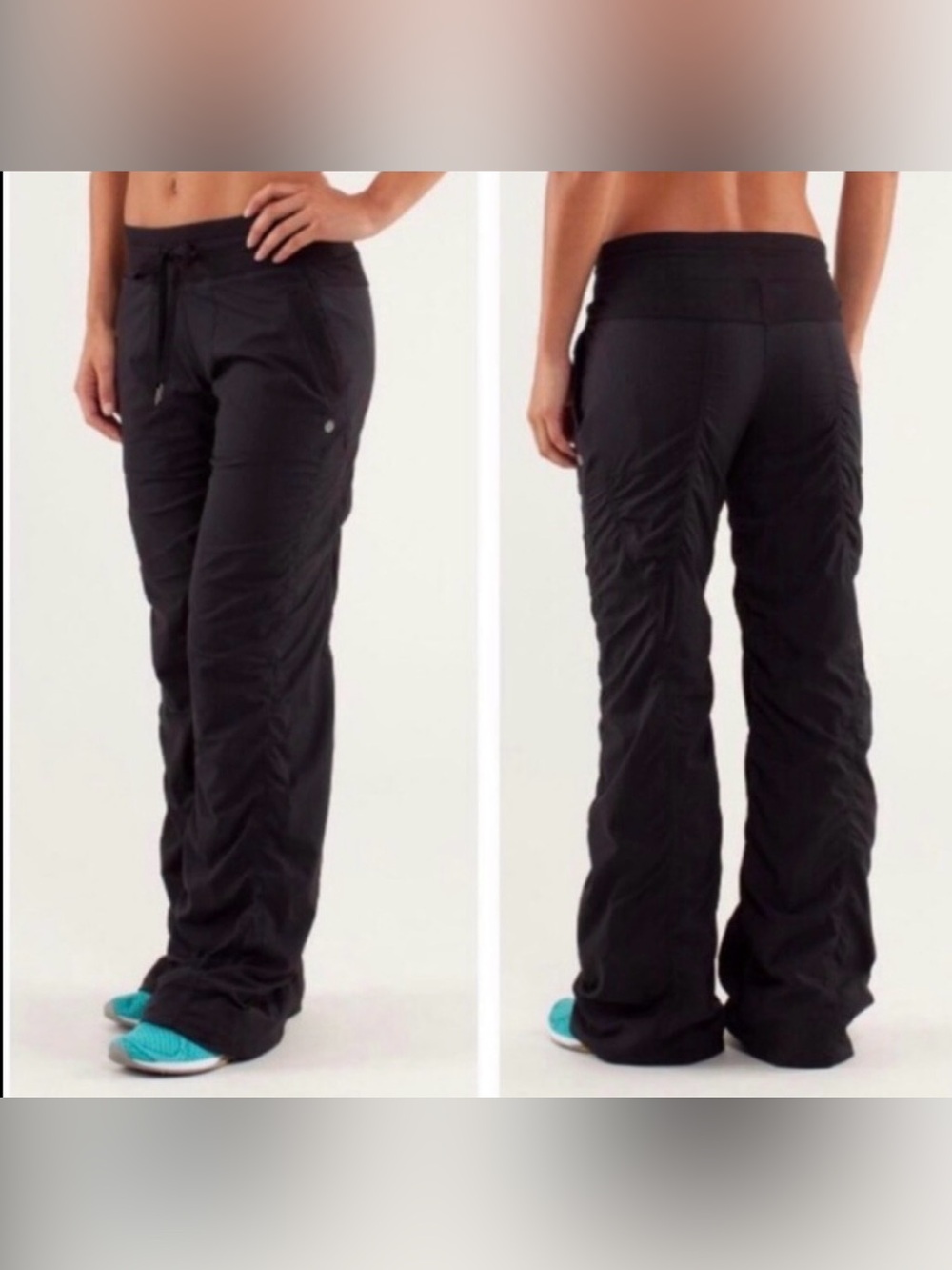 Lululemon dance studio pants stripes size 10 black drawstring stretch